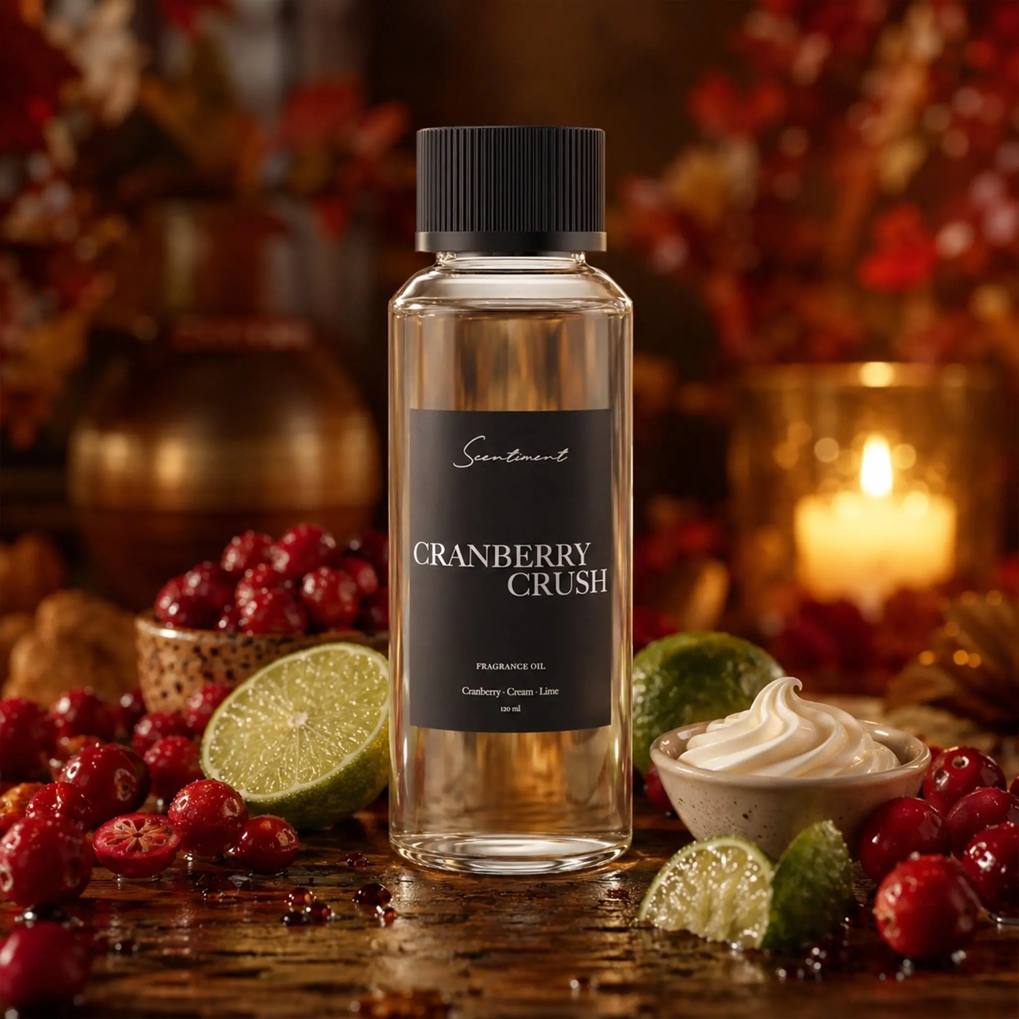 Scentiment Cranberry Crush Fragrance Oil - Cranberry, Cream, Lime Notes - a captivating essence that encapsulates the vibrant spirit of fall