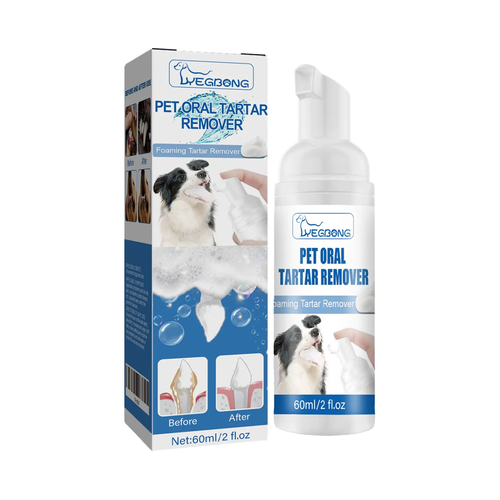 Yegbong Dog & Cat Dental Foam Daily Pet Mouth Grooming Product Lighten Surface Tooth Stains Freshen Pet Breath