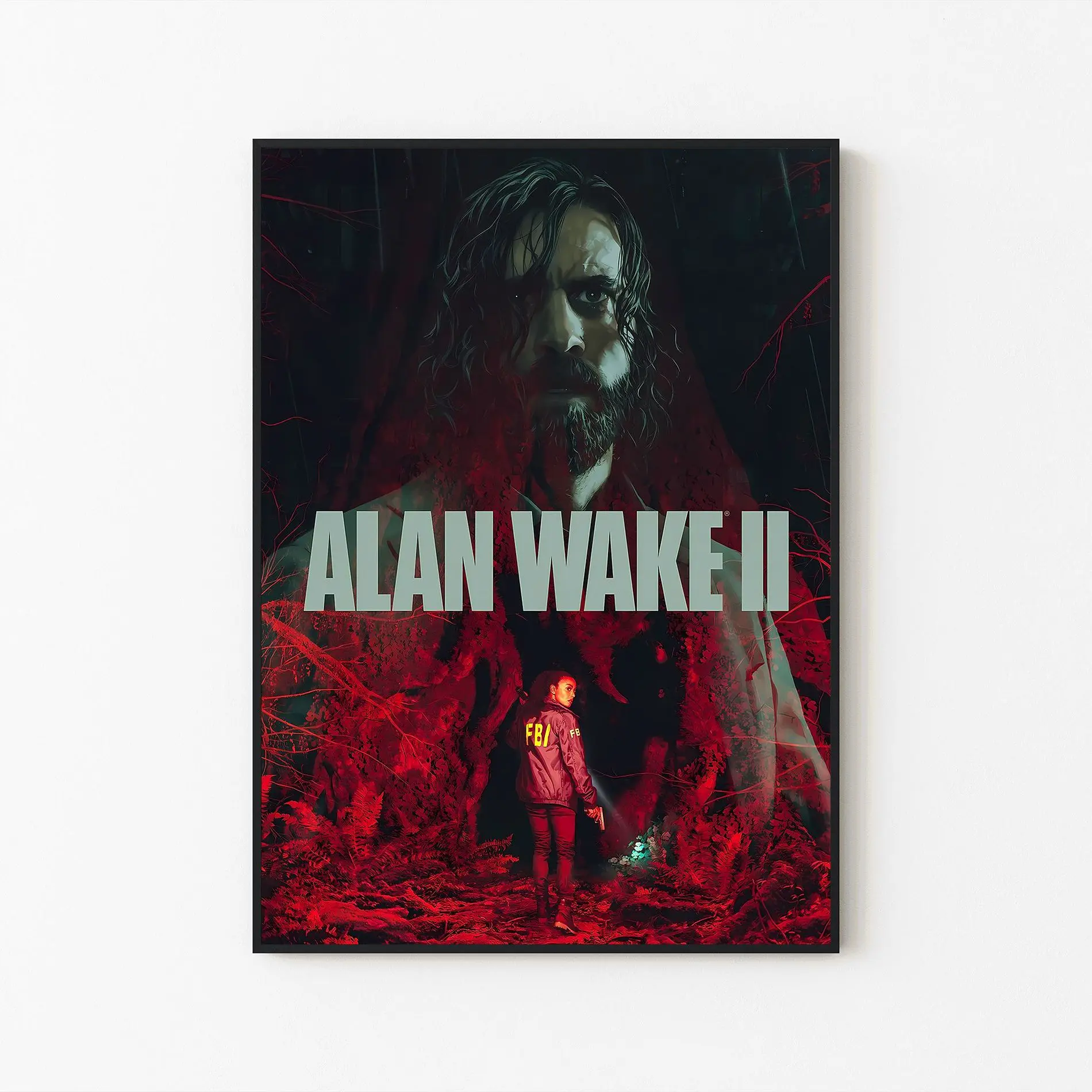 [Unframe] Alan Wake II Game Poster, Horror Video Game Wall Art, Dark Fantasy Gaming Decor, Cinematic Artwork Print, Gift for Survival Horror Fans