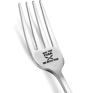 Laser Engraved Stainless Steel Fork, 1 Count May The Fork Be with You Fork, Funny Gag Gift, Funny Birthday Gifts, Gifts for Boyfriend Girlfriend Husband Mom Dad, Anniversary Valentines