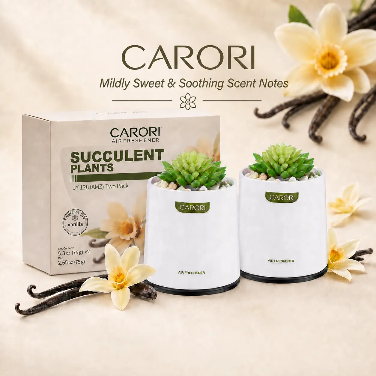 CARORI Succulent Plant Solid Air Freshener, Vanilla Scent Long Lasting Odor Eliminator, Home Car Bathroom Aroma Diffuser Gel