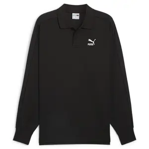 PUMA Mens T7 Small Logo Crew Neck Long Sleeve Sweatshirt Casual - Black