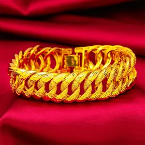 Men's Bold Wide-Band Boss Bracelet Vietnam Gold Plated Cross-Border Jewelry Men's Bracelet fashion trend custumes tiny  trinkets