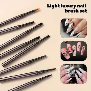 Metal Gun-Color Nail Art Liner Brush – Ultra-Fine Striping Pen for Thin Lines & Detailing, Precision Painting Tool for DIY & Salon Use, Gift for Nail Artists