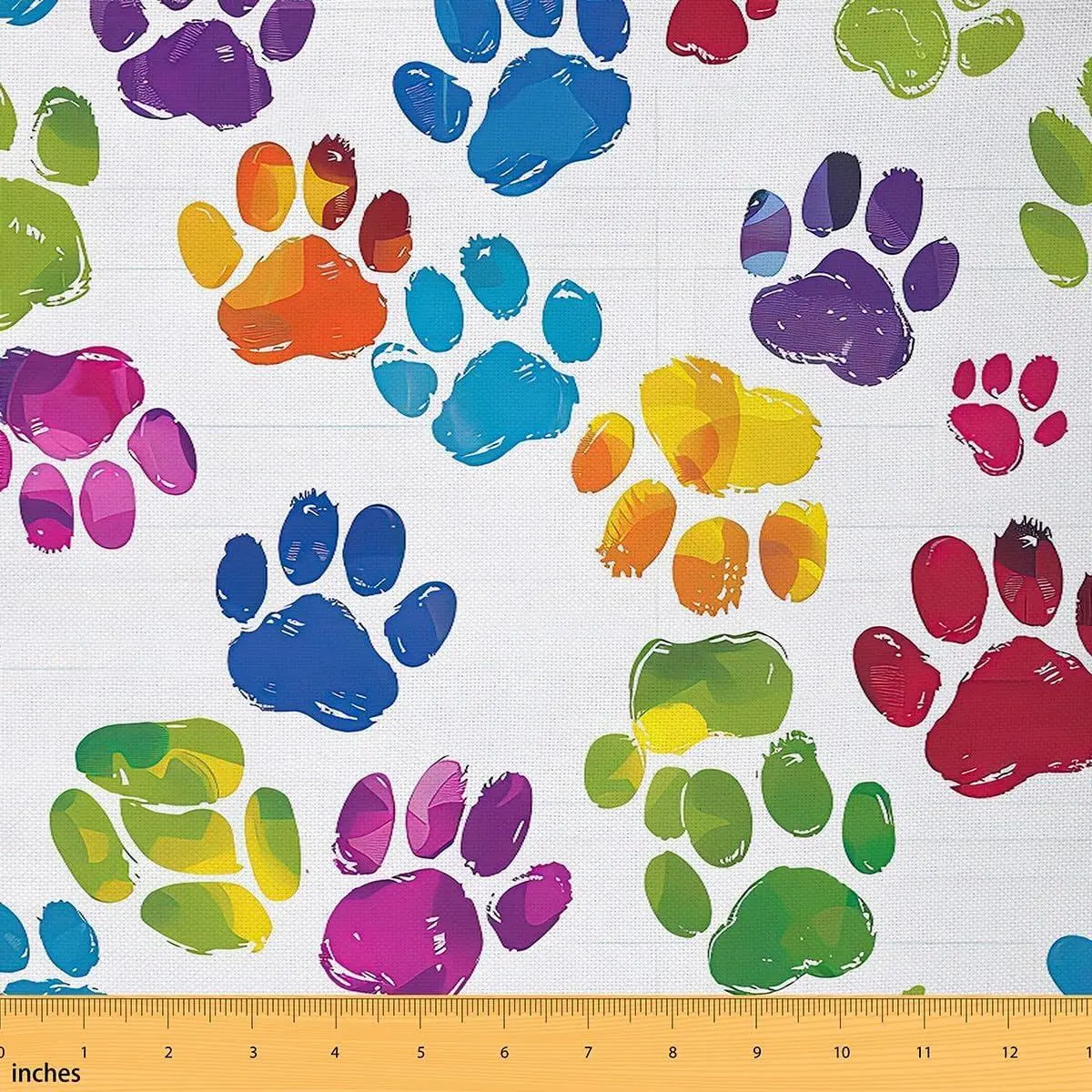 Dog Paw Print Fabric Puppy Pets Animal Themed Decorative Animal Upholstery Fabric Chairs Cartoon Fabric Home DIY Projects Colorful Soft Flannel