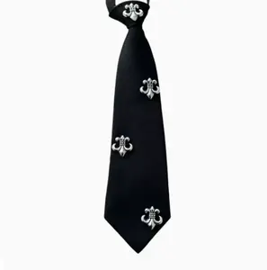 Wasteland-Inspired Cross and Star Necktie - Sophisticated Dark Design, Layered Accessory for Shirts, Unique Fashion Neckwear Piece