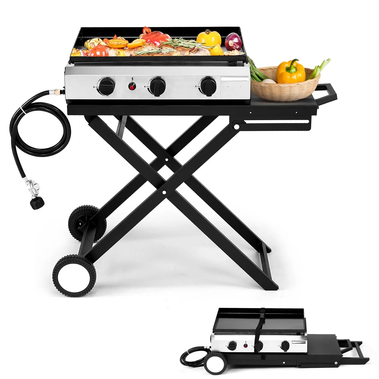 3 Burner Foldable Grill w/o Lid ,30,000BTU