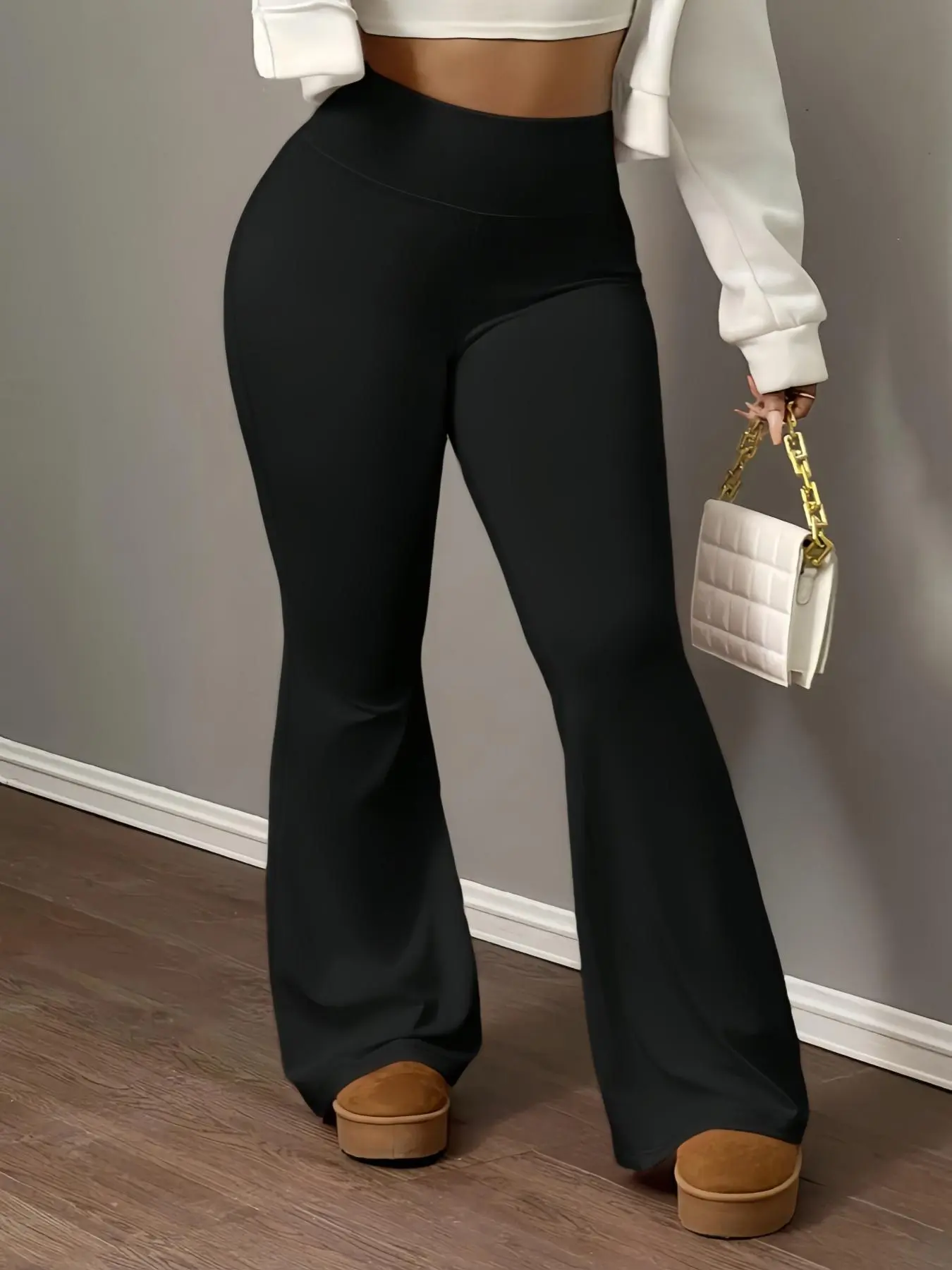 Women's High Waist Slim Fit Flare Yoga Pants, Comfortable Sporty Leggings for Daily Wear, Stylish Workout Bottoms for Women, High Waisted Athletic, High Waist Activewear, Athleisure Fitness Leggings, Yoga Workout Trousers, Flared Yoga Bottoms