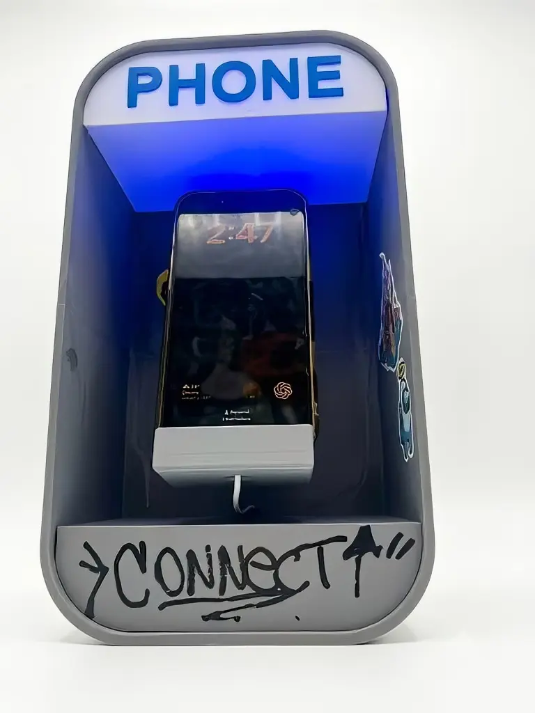Acrylic Street Art Phone Booth Desk Stand - Customizable DIY Holder, Mobile Accessories, Customize It!