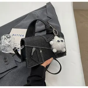 Srarstar Women Small Shoulder Bags Quilted Crossbody Distressed Jean Denim Purse Evening Bag Clutch Handbag with Chain Strap