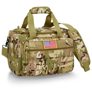 Tactical Pistol Range Duffle Bag - Lockable Zipper for Shooting Range & Outdoor Hunting