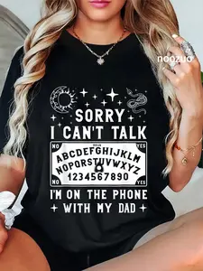 100% Cotton Unisex Talking To My Dead Dad Spirit Humor Art T-Shirt