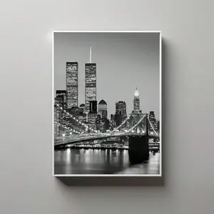 1pc New York City Wall Art Picture Black And White Cityscape Prints Canvas Paintings Retro NYC Posters Minimalist Night Photography Decor For Bedroom,Living Room Apartment Dorm Room Decor Gift For Her Unframed