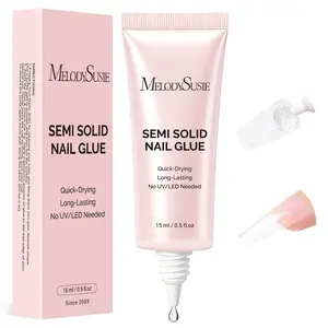 MelodySusie Super Strong Nail Glue, Semi Solid Nail Glue Press On Nails, Quick Drying, No UV Lamp Needed, Long Lasting, Nail Glues DIY Home Salon Manicure