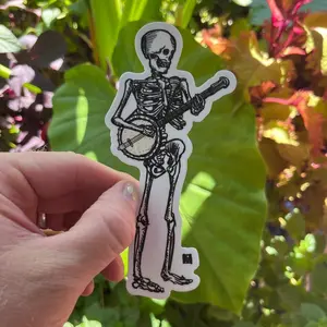 BellavanceInk: Skeleton Playing The Banjo Vinyl Sticker