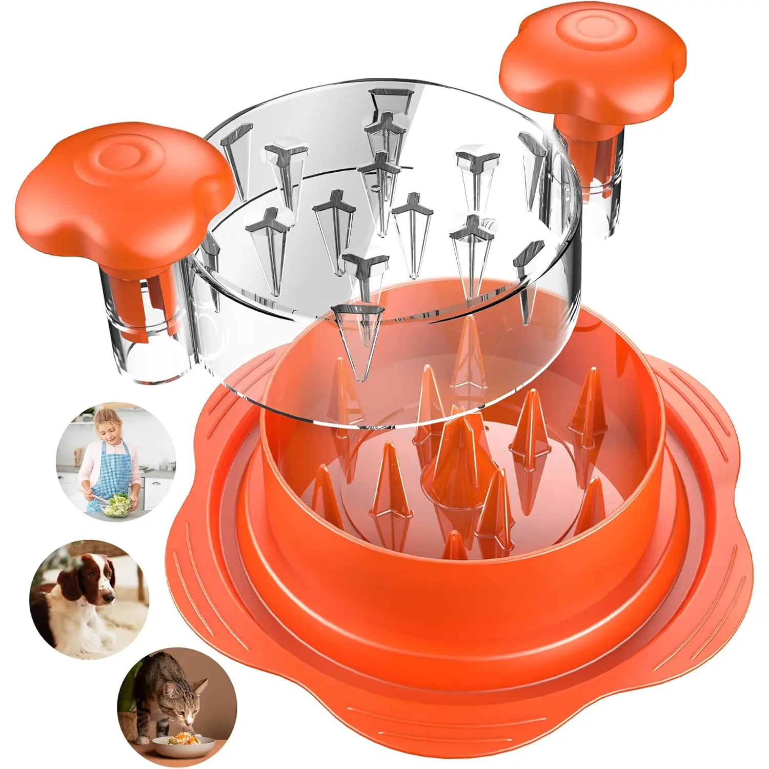 Mini Chicken Shredder Small Chicken Breast Shredder Tool Twist for Kids and Pet Lover, Visible Meat Shredder Machine, Anti-Slip Strip, Ergonomic Handle, BPA Free, Suitable for Pork Chicken (Orange) SURETIVIAN