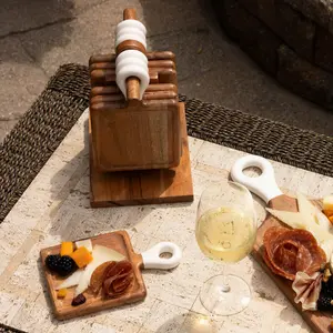 Jeanne Fitz Wood & White Collection Mini Charcuterie Boards - Set of 8