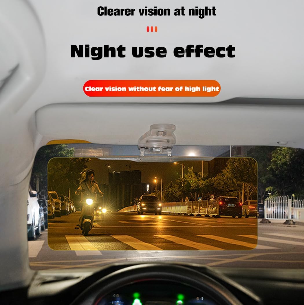 Car Visor 2 in 1 Day and Night Anti-Glare, Automobile Sun Anti-UV Block Visor, Non Glare Anti-Dazzle Sunshade Mirror Goggles Shield for Driving Goggles, Windshield Visor (Two Color 1 Pack)