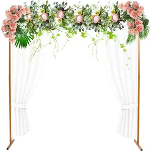 Gold Wedding Arches Backdrop, 6.6FT x 6.6FT Square Metal Balloon Arch Stand Garden Arbor Frame for Ceremony Birthday Party Garden Home Decor Banners Ornaments