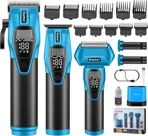 KEMEI 8559 Hair Clippers for Men Professional, Electric Razor Barber Clippers and Trimmers Set with LED Display, 2500 mAh Hair Cutting Kit with Charging Dock, 2 Replaceable
