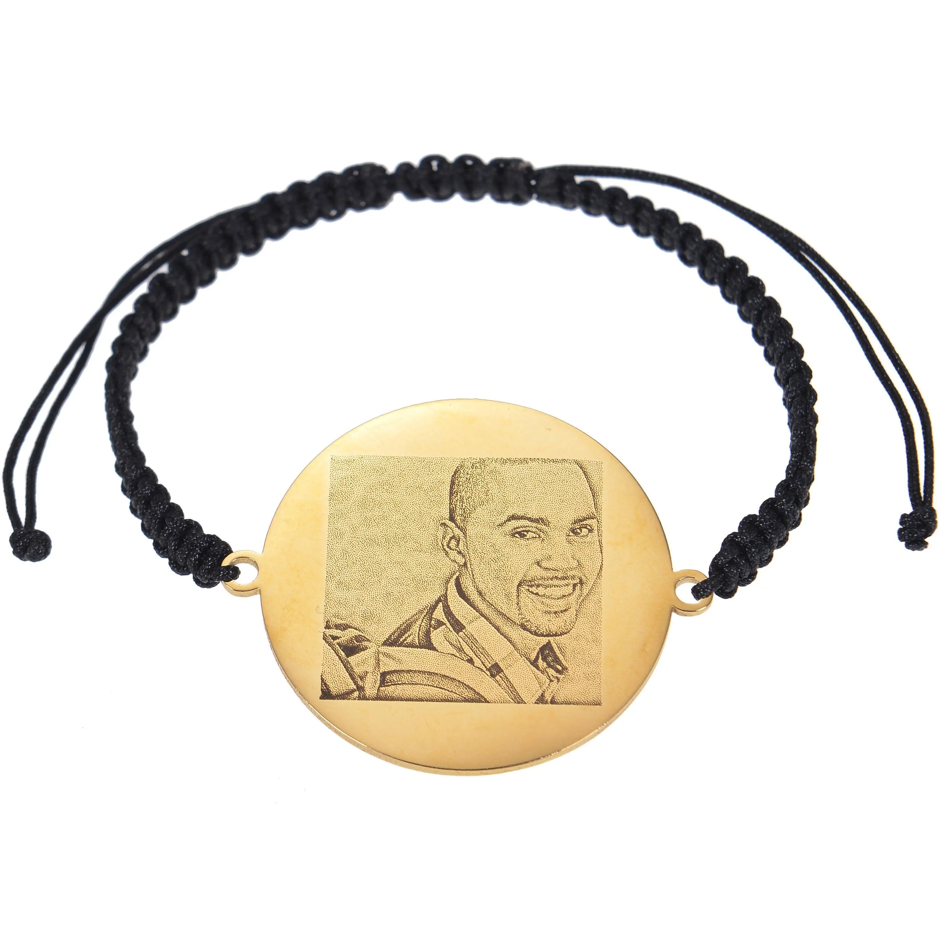 Unisex Photo Bracelets Circle Black Braided Fabric Link