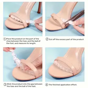Wave Self-Adhesive Silicone Anti-Slip High Heel Grips, Soft Comfortable Cushion Support, Fits All High Heels, Prevents Sliding, Enhances Foot Comfort, Silicone Toe Pads