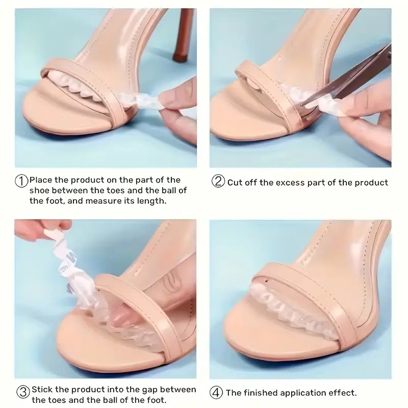Wave Self-Adhesive Silicone Anti-Slip High Heel Grips, Soft Comfortable Cushion Support, Fits All High Heels, Prevents Sliding, Enhances Foot Comfort, Silicone Toe Pads, Non Slip Protector, Camel Toe Cover