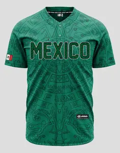 México Green Aztec Jersey - Fitted Unisex Short Sleeve Jersey for Baseball & Softball, Breathable Fabric, Machine Washable, Versatile Wear