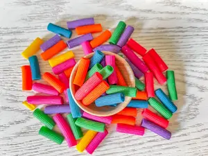 2 Cups of Rainbow Pasta Sensory Bin Filler for Sensory Table - Elbow Noodles