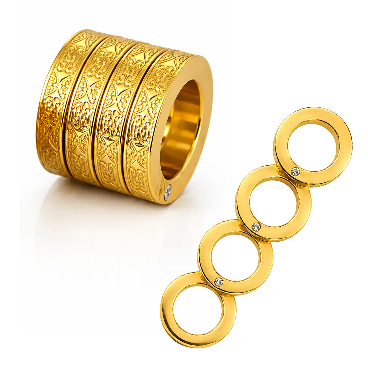 4PCS Stackable Ring Set, Stainless Steel Textured Fashion Rings, Vintage Retro Jewelry Gift for Men Women