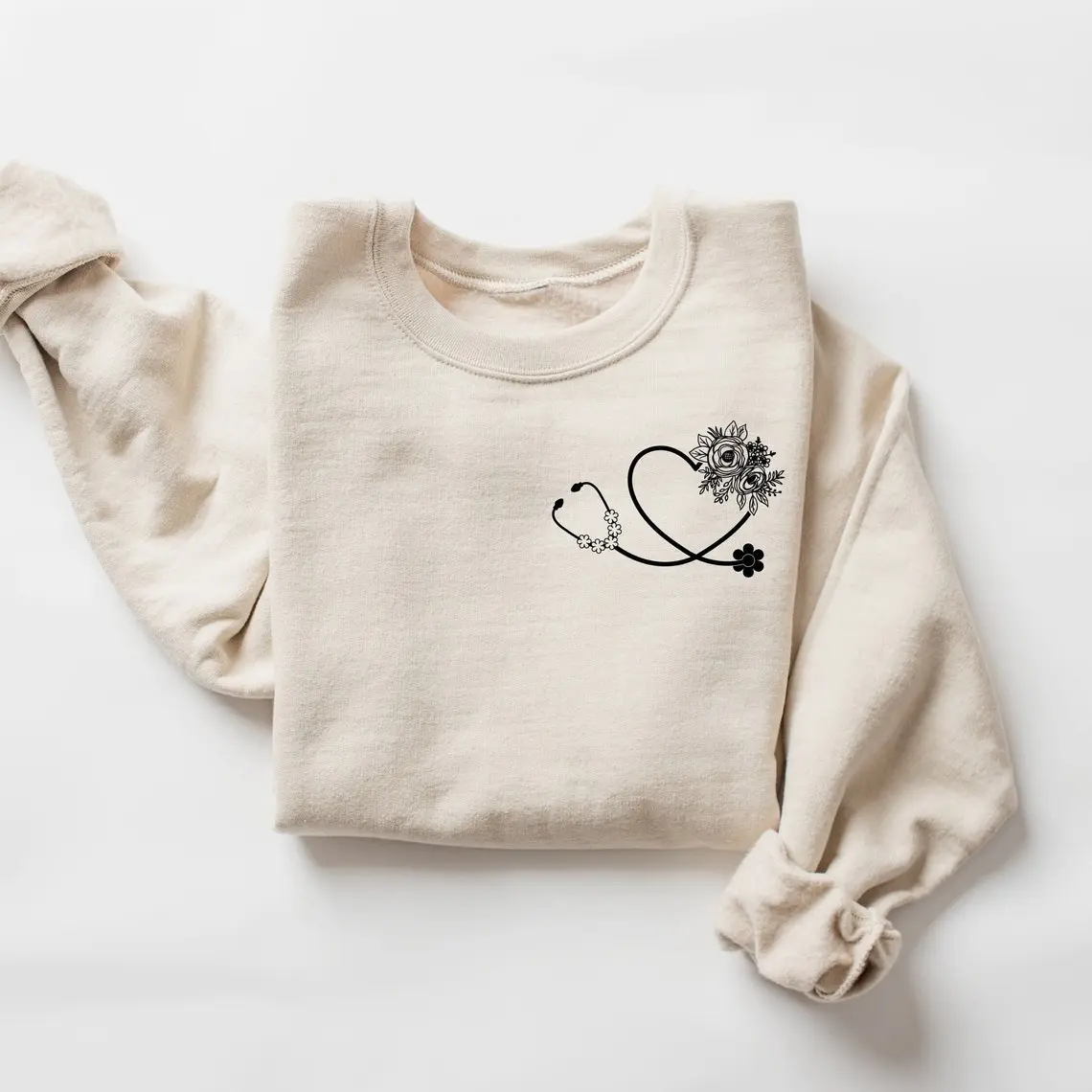 Cute Nurse Sweatshirt, Floral Stethoscope Shirt, Nursing School Gift, Healthcare Gift, Medicine Shirt, Doctor Shirt, Medical Assistant