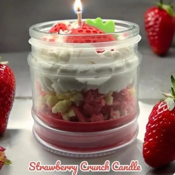 Omi’s Candle Shop Strawberry Crunch Candle 12 oz Jar Unique Swirl Design Fresh Aroma Cozy Decor Perfect Gift