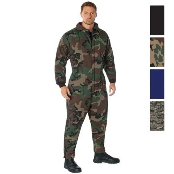 ROTHCO Men's Insulated Military-Style Woodland Camo Coveralls, Water-Resistant Poly-Cotton Twill Winter Workwear, Casual, Suit, Seamless, Elastic, Outdoor, Utility, Zipper, Polyester, Long Sleeve, Uniforms, Nylon, Pocket