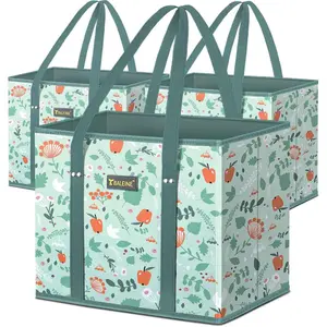 3-Pack Reusable Grocery Bags – Heavy-Duty Foldable Shopping Totes with Reinforced Bottom, Extra-Long Handles & Water-Resistant Fabric – Compact Bags for Groceries, Travel, or Market Trips