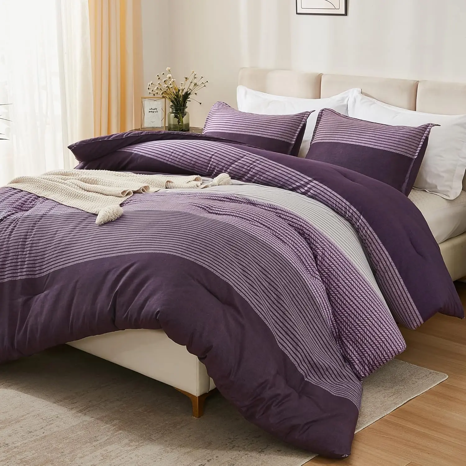 Purple Twin/Twin XL Comforter - 2 Twin Extra Size Lightweight Comforter, Down Alternative Comforter (1 Comforter, 1 Pillowcase)