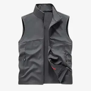 Men’s softshell lightweight vest — windproof, breathable sleeveless jacket with safety zippered pockets; suitable for outdoor activities, commuting, and hiking across multiple scenarios.