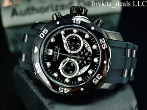 NEW Invicta Men's 48mm Pro Diver SCUBA Chronograph COMBAT Triple Black Stainless Steel Silicone Strap Watch