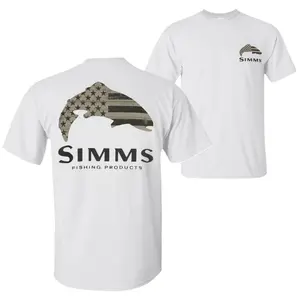Simms Patriotic Trout Oversize T-Shirt, American Flag Fish Silhouette with Brand Logo Graphic, Simms Fishing Products Shirt for Anglers, Outdoor-Inspired Everyday Tee for Patriotic Fishermen, Gift for USA Proud Outdoorsmen