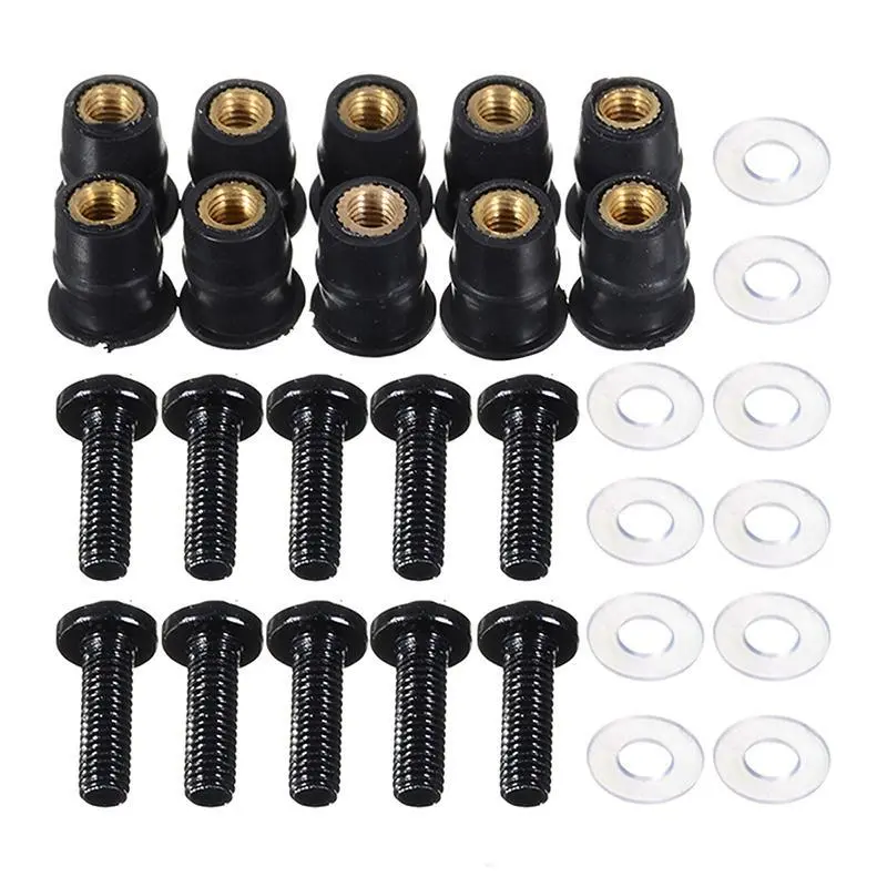 10pcs M5x16mm Motorcycle Windscreen Windshield Bolts Screws Nut Fastener Replacement Body Screw for Honda Suzuki Yamaha Kawasaki Automotive Accessories