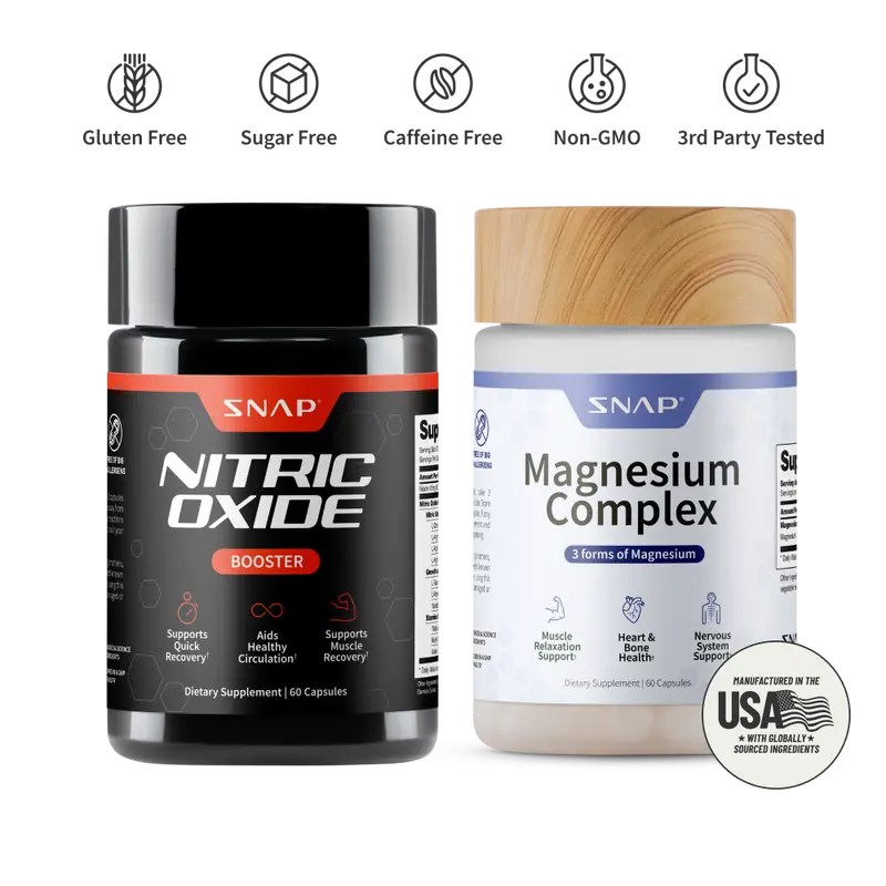 Snap Supplements - Nitric Oxide Booster 60ct + Magnesium Complex - Natural Supplement Bundle
