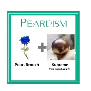 【Adee】Blue Rose Brooch + Supreme Edison pearl  (Min 1pc Edison pearl as gift ) [Open in live ]｜Freshwater Rare Color/Flawless Round pearl 10-14mm