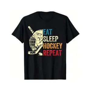 Eat Hockey Repeat T-Shirt for The Youth, Soft Fabric, Breathable, Comfortable Short Sleeve Tees Perfect for Summer, Birthday Gift to Teens