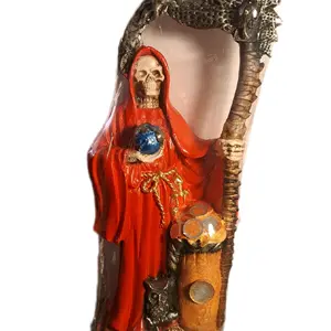 Heco en Mexico 16 Inch Santamuerte Statue with Intricate Details and Symbolic Elements for Cultural Decor Decorative Figurine