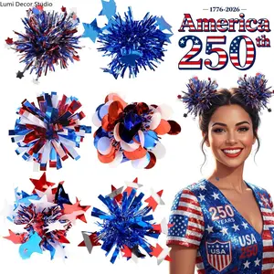 2026 Patriotic Star Hair Clips – 2PCS Red White Blue Glitter Bow Hair Accessories for USA Party, Independence Day, Festivals & Cheer Outfits