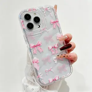 Magnetic Phone Case for IP 11-17and pro promax & Samsung Galaxy - Cute Cartoon Bow Pattern, Shockproof Drop Protection, Wireless Charging Compatible, Lightweight Durable Acrylic Clear Cover