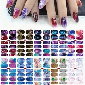 10 Pcs Nail Polish Stickers Self-Adhesive Full Cover Nail Art Decals, Creative DIY Nail Art Stickers for Women Girls, Fashion Colorful Nail Polish Stickers, Nail Stickers Set
