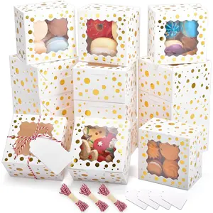 32 count 4x4x2.5 in Christmas Cookie Boxes with Window, White Bakery Boxes for Cookie,  Boxes Pastry Boxes for  Giving,  Covered Strawberries, Dessert, Donut, Cupcakes Muffins