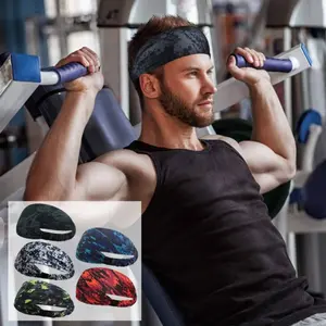 5-Pack Quick-Dry Sports Headbands, Sweat-Wicking Fabric, Non-Slip Wide Athletic Headband for Yoga, Running, Fitness - Unisex