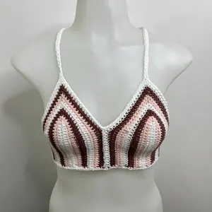 Crochet Bralette Top - Handmade Cotton Summer Top with Adjustable Straps, Elegant Design, Size Extra Small, Comfortable Fit - Yarn, Womenswear, Elegance Basic Minimalist