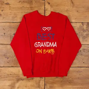 Vintage Tultex Graphic Sweatshirt S 90s USA Made Grandma Red Roundneck Jumper